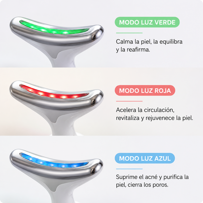 Masajeador de cara, cuello y papada con vibración y LED